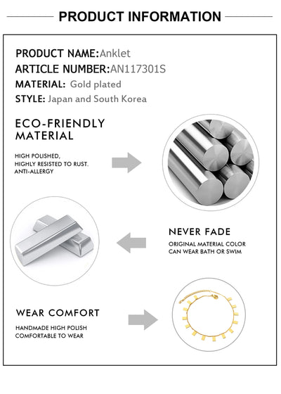 LUXUSTEEL Geometric Anklets for Women Rectangle Bracelet on Leg Stainless Steel Women's Chain Anklets Wedding Party Jewelry