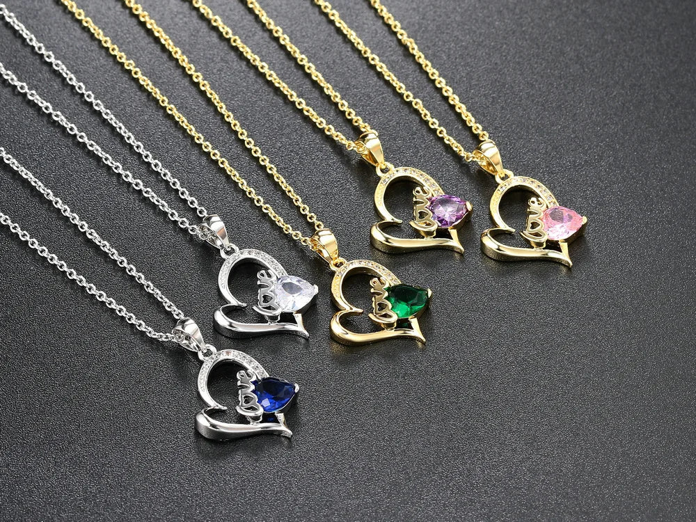 Couple Love Heart Pendant Necklace for Women Korean Fashion Aesthetic Choker Neck Chains Colorful Crystal Trend Y2k Jewelry N546