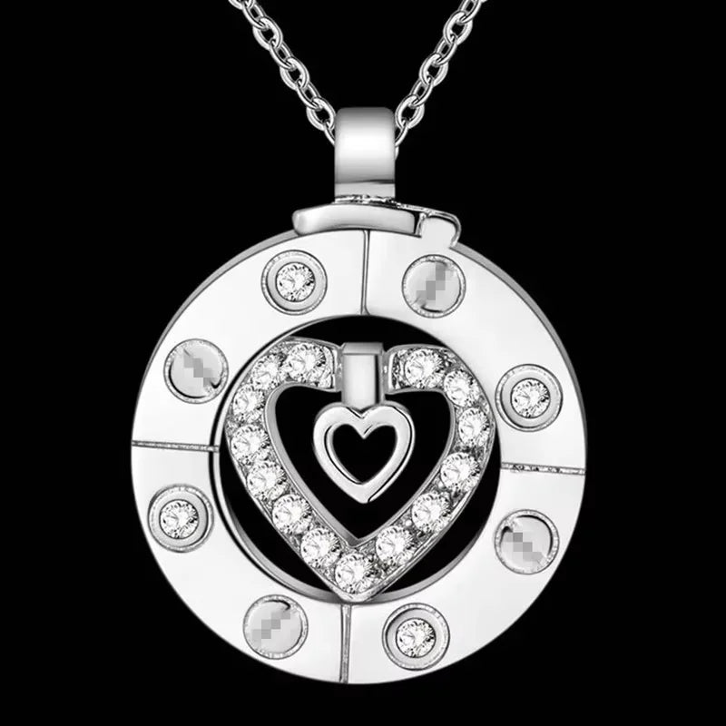Couple Necklace 925 Silver Heart Circle Men & Women Love Gift Set Chain