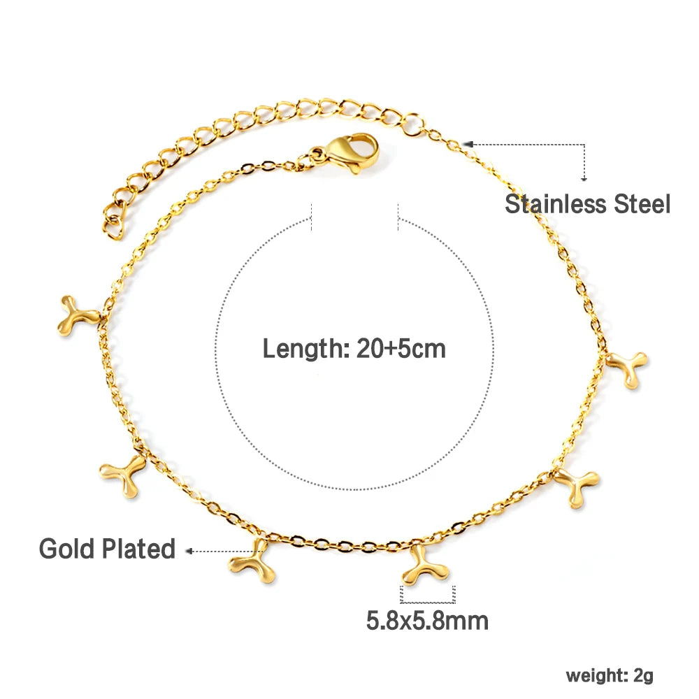 LUXUSTEEL Geometric Anklets for Women Rectangle Bracelet on Leg Stainless Steel Women's Chain Anklets Wedding Party Jewelry