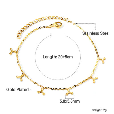 LUXUSTEEL Geometric Anklets for Women Rectangle Bracelet on Leg Stainless Steel Women's Chain Anklets Wedding Party Jewelry