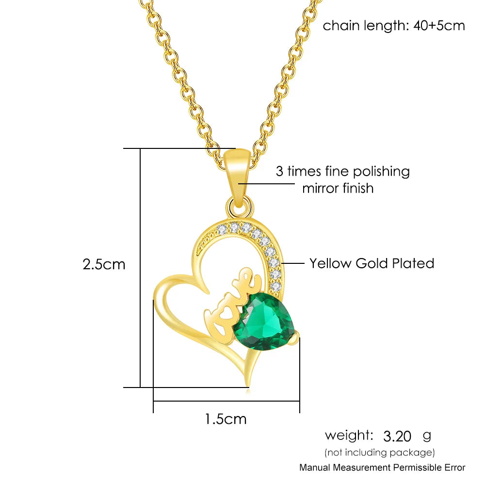 Couple Love Heart Pendant Necklace for Women Korean Fashion Aesthetic Choker Neck Chains Colorful Crystal Trend Y2k Jewelry N546