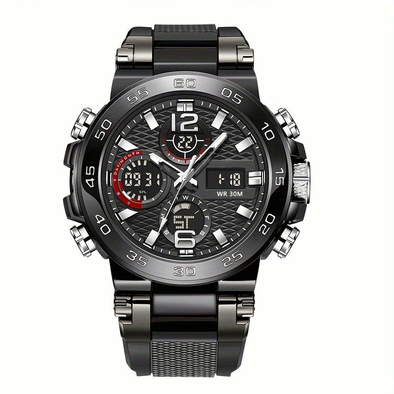 New Watches For Men Waterproof Clock Alarm Reloj Hombre LCD Dual Display Wristwatch Quartz Sports Mens Watch