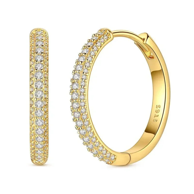 Sparkling 925 Sterling Silver Golden Hoop Earrings Pumpkin Skull Christmas Tree Ear Stud Halloween Earring For Women DIY Jewelry