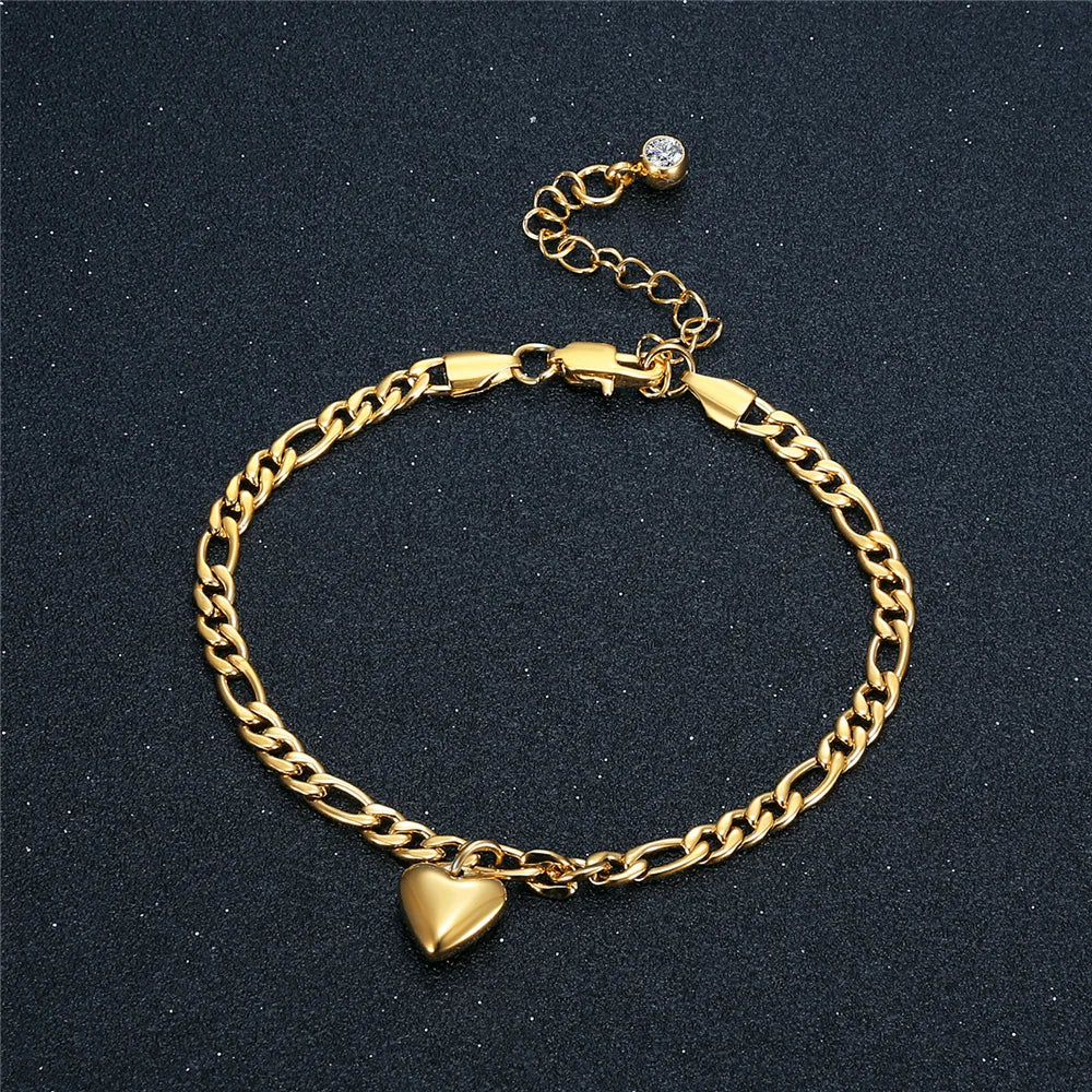 Anklets For Woman Gold Color Stainless Steel Figaro Link Ankle Bracelets Summer 2025 Womens Fashion Leg Chain Beach Foot Jewelry