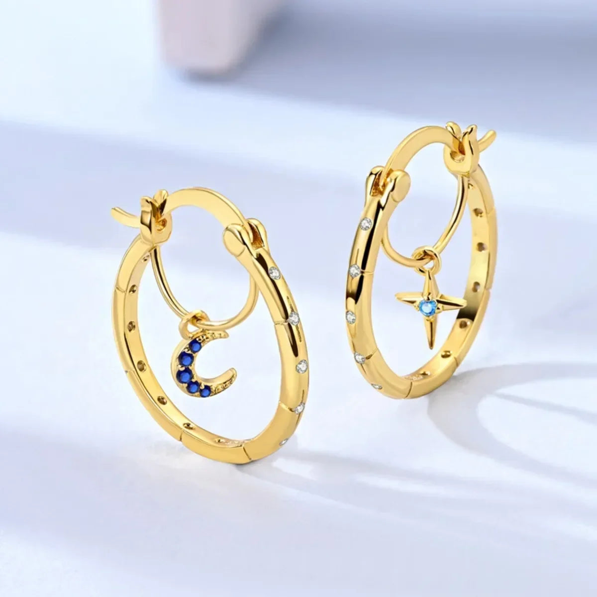 Sparkling 925 Sterling Silver Golden Hoop Earrings Pumpkin Skull Christmas Tree Ear Stud Halloween Earring For Women DIY Jewelry