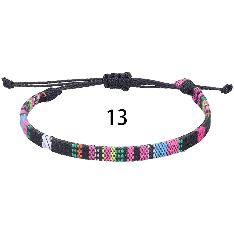 Anklets For Women Woven Fabric Foot Leg Bracelet Men Handmade Rope Braid Knot Beach Barefoot Weave Ethnic Boho Adjustable Charm