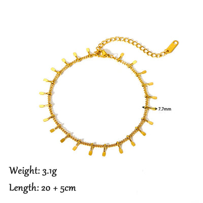 2024 Summer New Gold Color Anklets For Women Stainless Steel Firga Chain Feet Jewelry Layered Link Chain Accessory