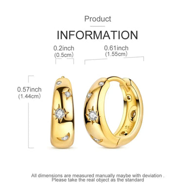 Sparkling 925 Sterling Silver Golden Hoop Earrings Pumpkin Skull Christmas Tree Ear Stud Halloween Earring For Women DIY Jewelry