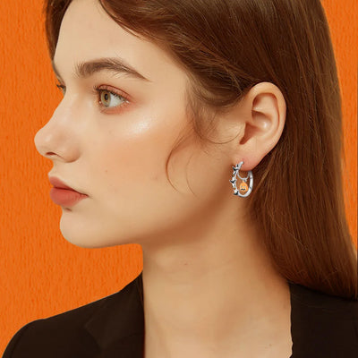 Halloween Party Cute Pumpkin Bat Ring Earrings 925 Silver Earrings For Women Punk Men's Earrings Fit Women Party Jewelry Gift