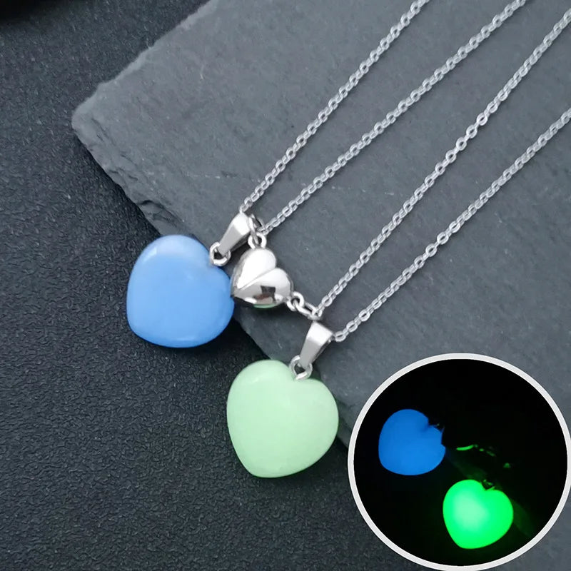 Couple Necklace Luminous Geometric Hexagonal Crystal Necklace Pendant Love Couple Friendship Friend Jewelry Gift