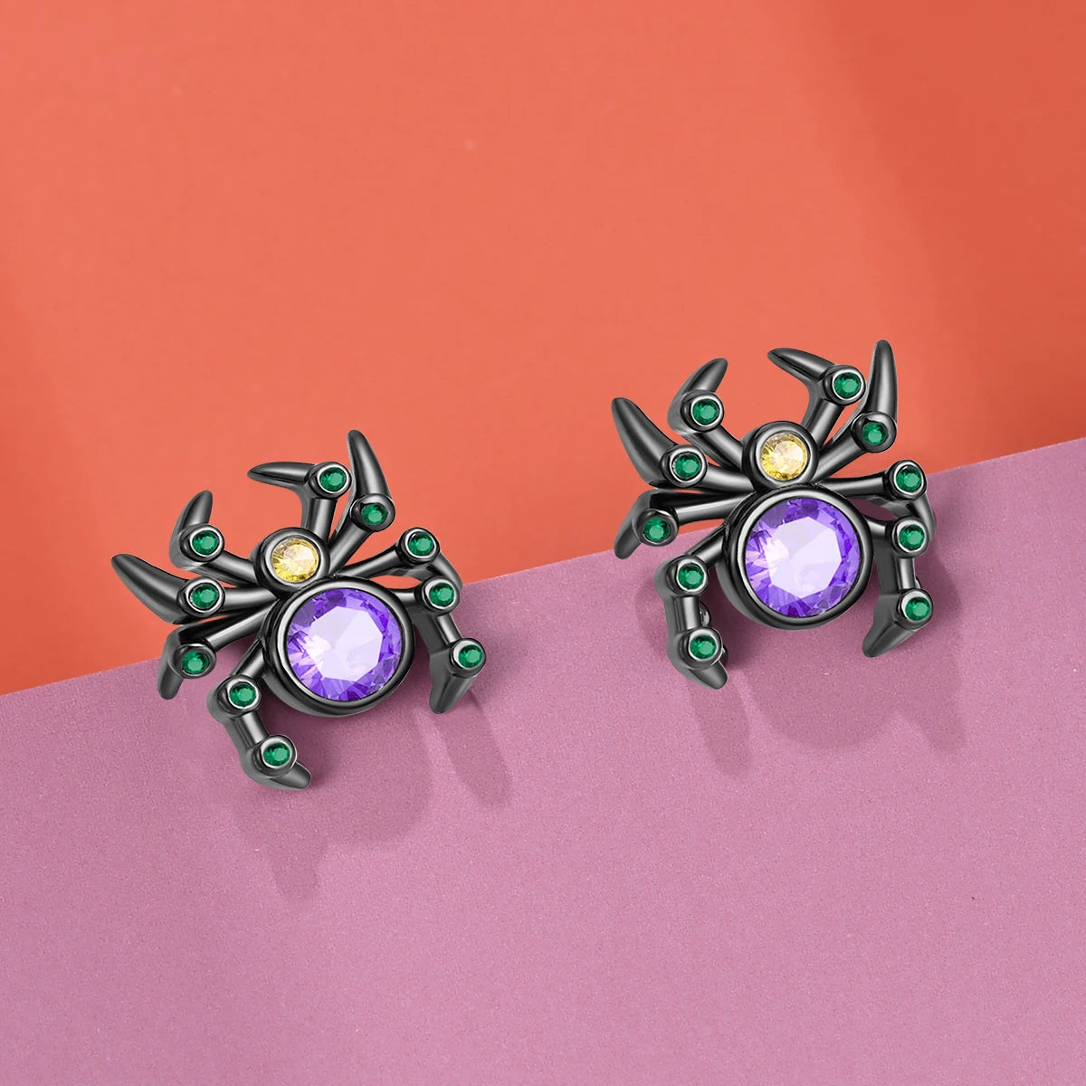 Amazing 925 Sterling Silver Black Spider & Shiny Bow Skull & Pumpkin Head Stud Earrings For Halloween Party Fine Jewelry Gift