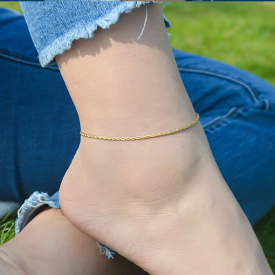 2024 Summer New Gold Color Anklets For Women Stainless Steel Firga Chain Feet Jewelry Layered Link Chain Accessory