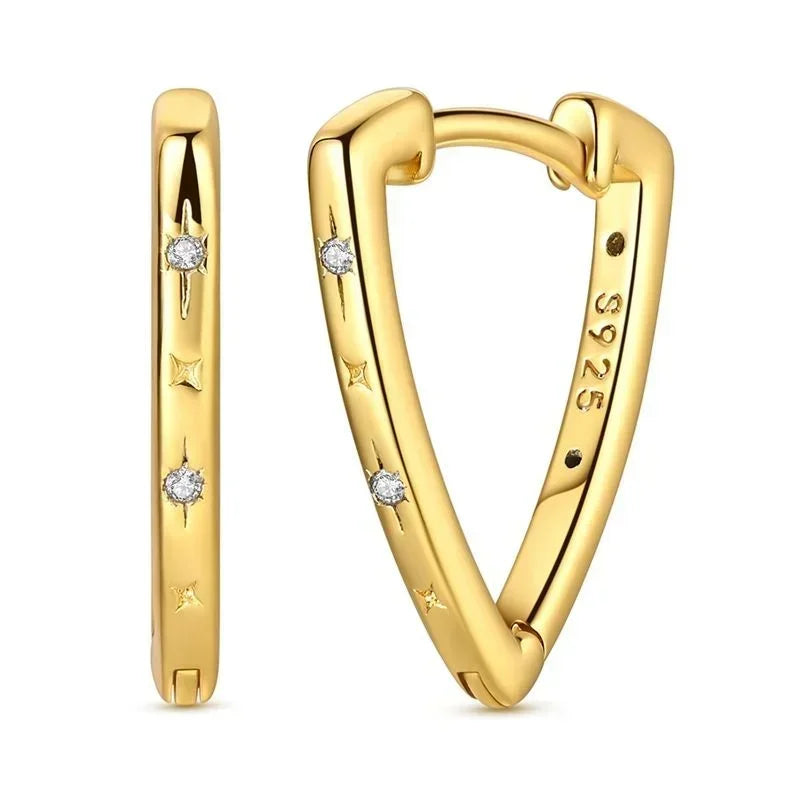 Sparkling 925 Sterling Silver Golden Hoop Earrings Pumpkin Skull Christmas Tree Ear Stud Halloween Earring For Women DIY Jewelry