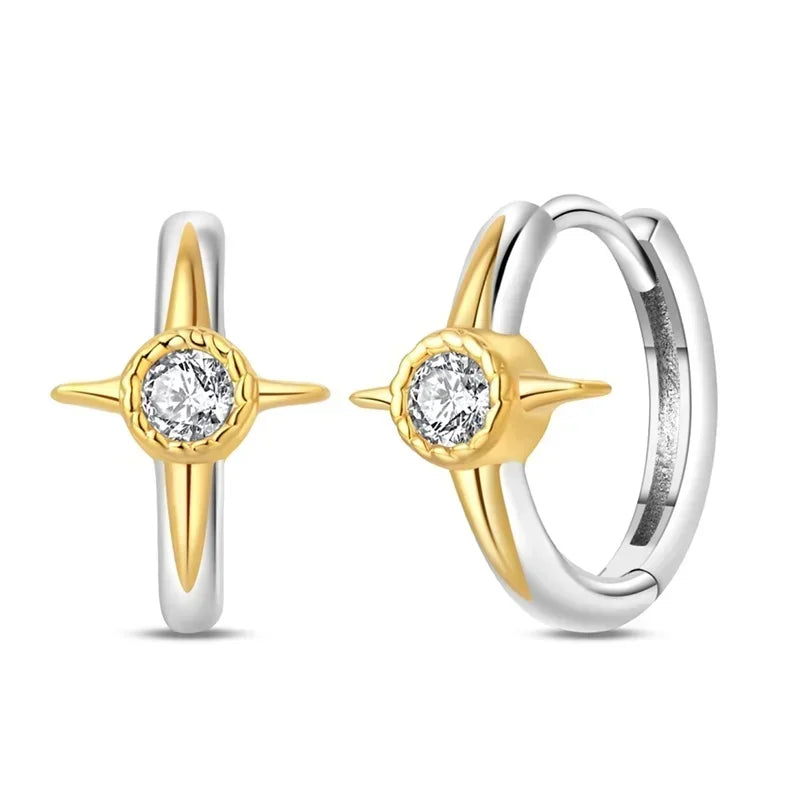 Sparkling 925 Sterling Silver Golden Hoop Earrings Pumpkin Skull Christmas Tree Ear Stud Halloween Earring For Women DIY Jewelry