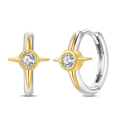 Sparkling 925 Sterling Silver Golden Hoop Earrings Pumpkin Skull Christmas Tree Ear Stud Halloween Earring For Women DIY Jewelry