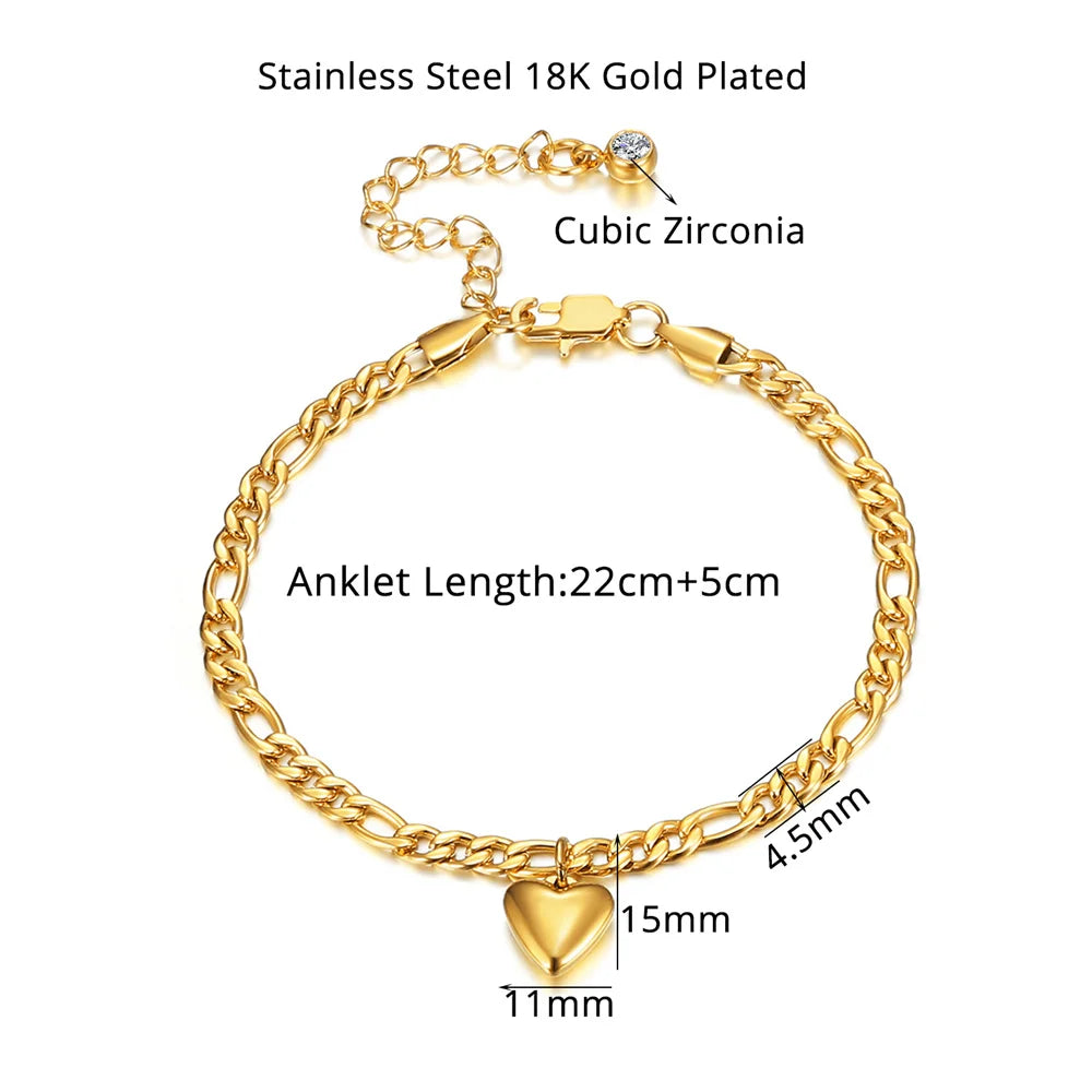 Anklets For Woman Gold Color Stainless Steel Figaro Link Ankle Bracelets Summer 2025 Womens Fashion Leg Chain Beach Foot Jewelry