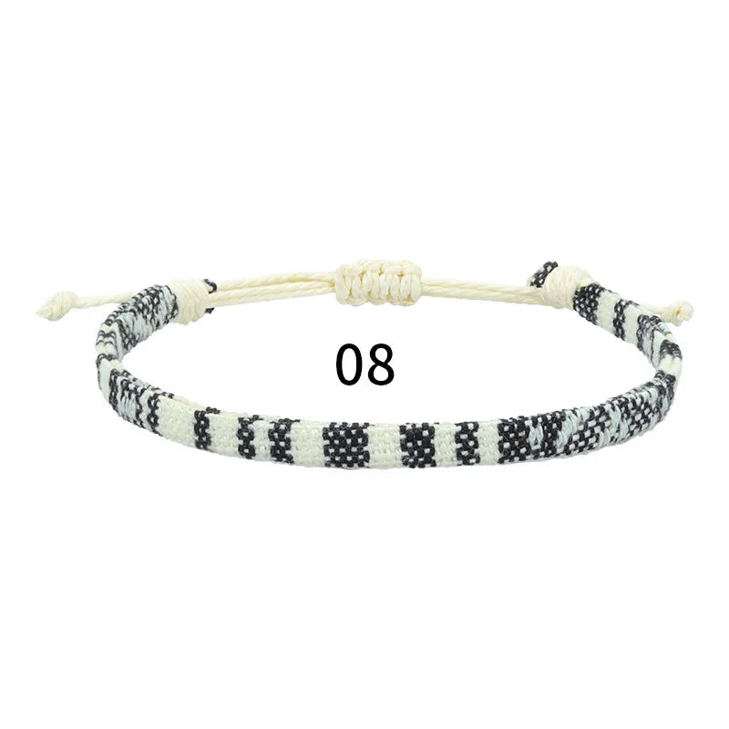 Anklets For Women Woven Fabric Foot Leg Bracelet Men Handmade Rope Braid Knot Beach Barefoot Weave Ethnic Boho Adjustable Charm