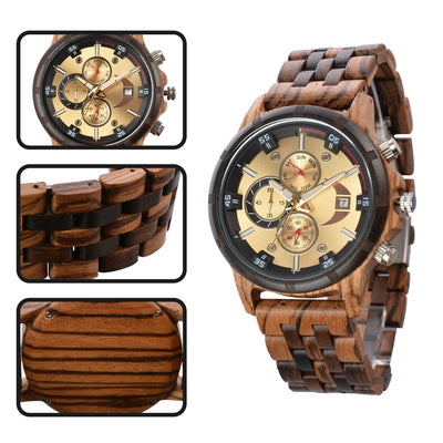 Wooden Wrist Watches For Men Fashion Quartz Wristwatches With Clock Date Week Timepieces Wood Wach Box for Him reloj hombre