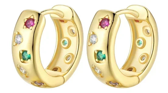 Sparkling 925 Sterling Silver Golden Hoop Earrings Pumpkin Skull Christmas Tree Ear Stud Halloween Earring For Women DIY Jewelry