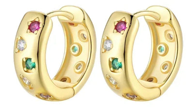 Sparkling 925 Sterling Silver Golden Hoop Earrings Pumpkin Skull Christmas Tree Ear Stud Halloween Earring For Women DIY Jewelry