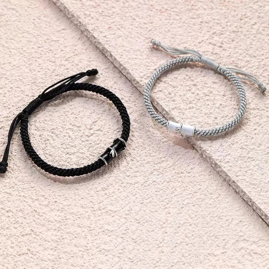 Bamboo Slub Couple Bracelet for Lover Women Men Hand Crafted Adjustable Rope Friend Relationship Matching Bracelets Jewelry Gift