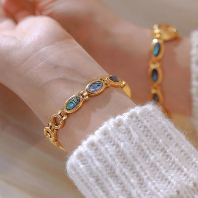 Watches For Woman Elegant Vintage Black Gold Shell Bracelet Ladies Small Dial Oval Quartz Dress Watch