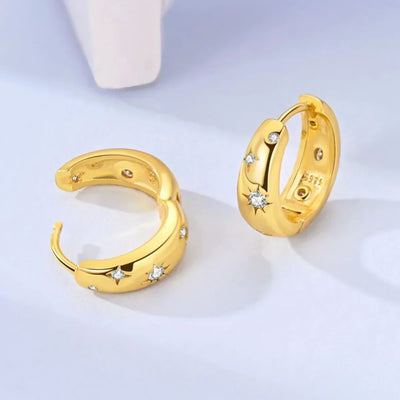 Sparkling 925 Sterling Silver Golden Hoop Earrings Pumpkin Skull Christmas Tree Ear Stud Halloween Earring For Women DIY Jewelry