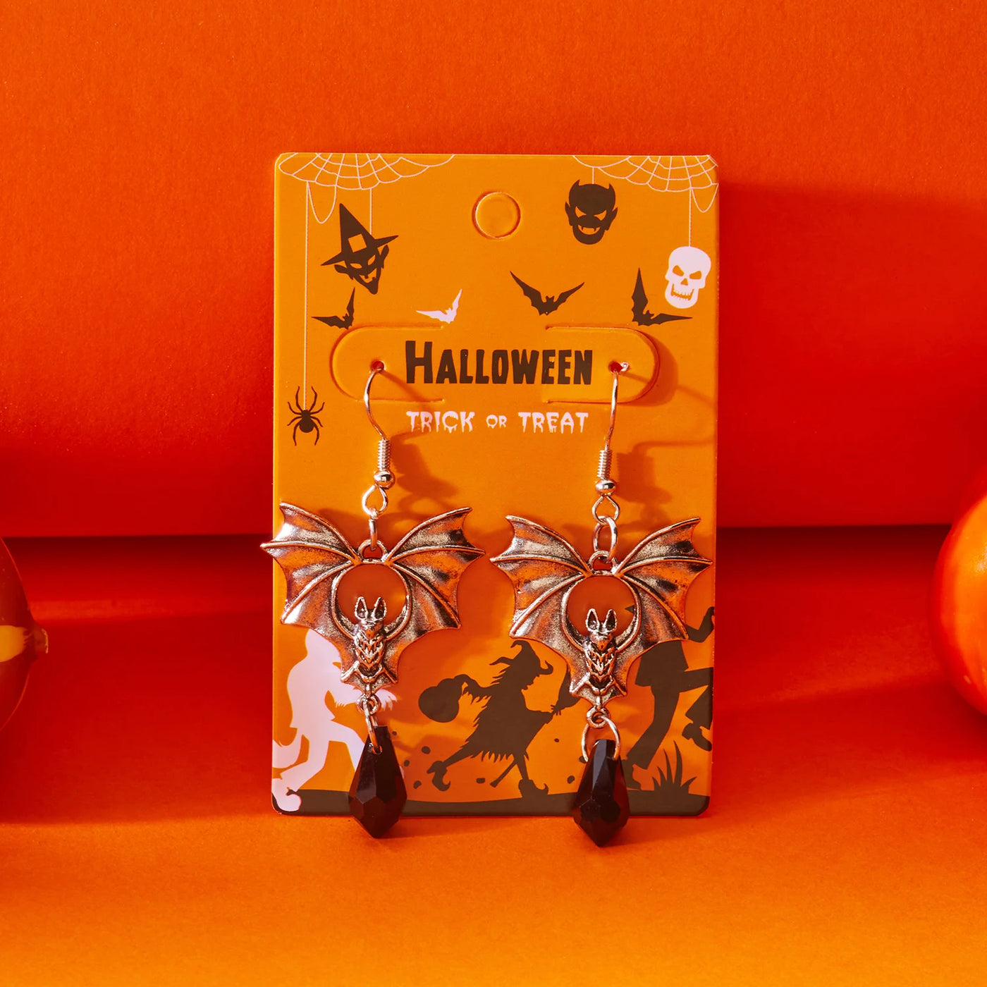 Classic Gothic Black Moon Star Tassel Crystal Earrings For Women Vintage Vampire Bat Water Drop Earring Halloween Charm Jewelry