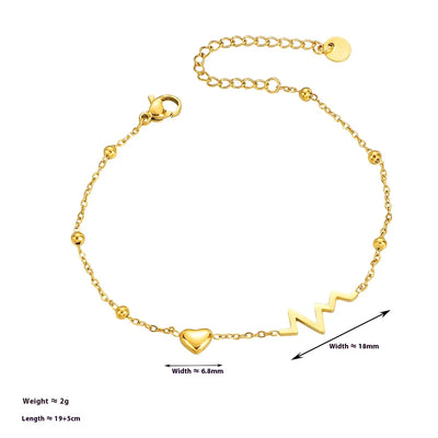 New Korean Fashion Electrocardiogram Heart Shaped Anklets for Women Charm Design Sexy Summer Jewelry Creative Footy Chain Gifts