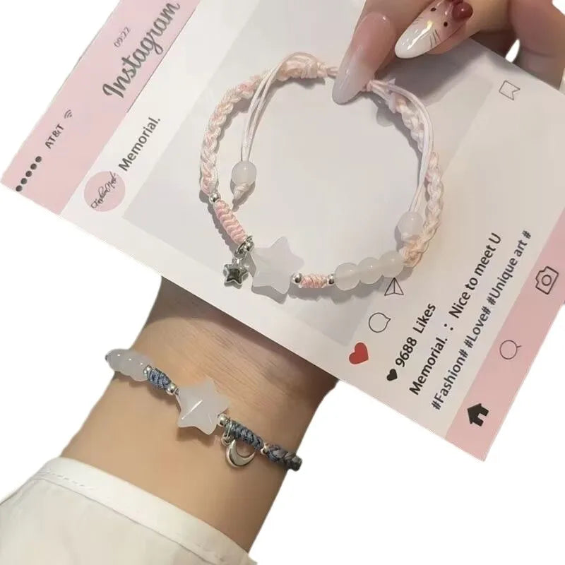 Cute Unique Couple Hand Rope Bracelet Star Woven Jewelry for Men Women Handmade Delicate Accessory Jewelry Gift