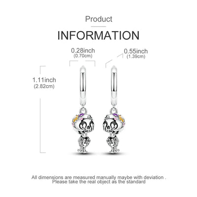 Amazing 925 Sterling Silver Black Spider & Shiny Bow Skull & Pumpkin Head Stud Earrings For Halloween Party Fine Jewelry Gift