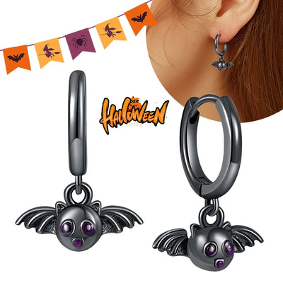 Halloween Party Cute Pumpkin Bat Ring Earrings 925 Silver Earrings For Women Punk Men's Earrings Fit Women Party Jewelry Gift