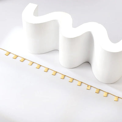 LUXUSTEEL Geometric Anklets for Women Rectangle Bracelet on Leg Stainless Steel Women's Chain Anklets Wedding Party Jewelry