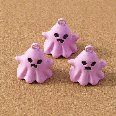 10 Pcs 20*17mm Cute Enamel Halloween Ghost Charm Pendants for DIY Necklace Earrings Bracelet Jewelry Accessories Supplies