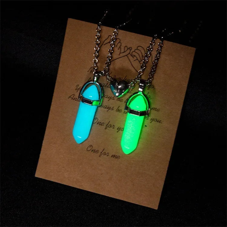 Couple Necklace Luminous Geometric Hexagonal Crystal Necklace Pendant Love Couple Friendship Friend Jewelry Gift