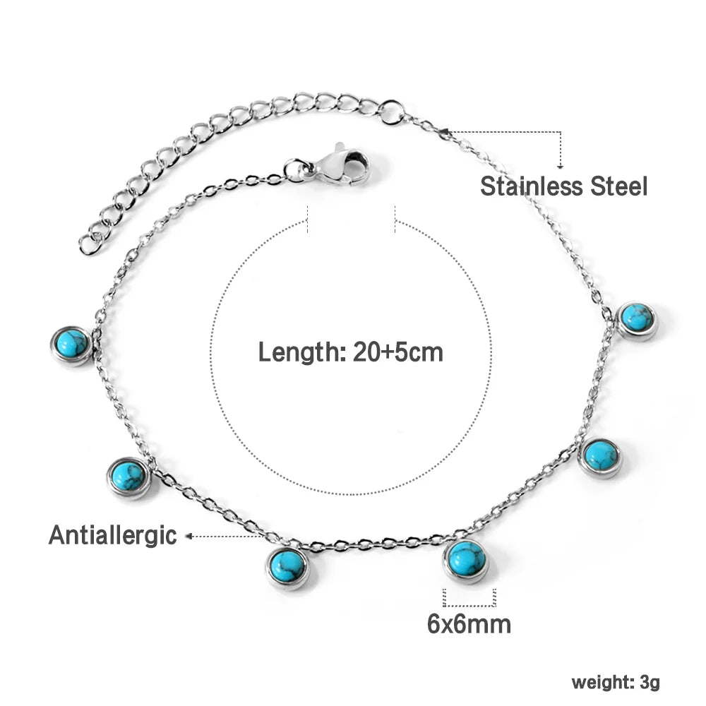 LUXUSTEEL Geometric Anklets for Women Rectangle Bracelet on Leg Stainless Steel Women's Chain Anklets Wedding Party Jewelry