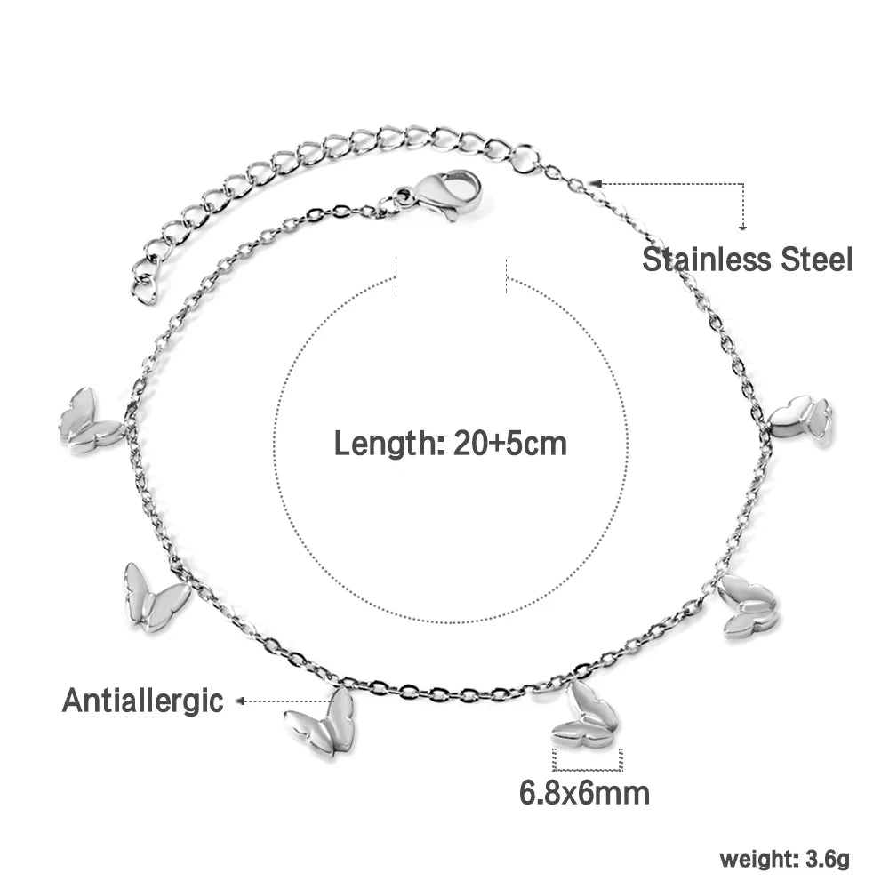 LUXUSTEEL Geometric Anklets for Women Rectangle Bracelet on Leg Stainless Steel Women's Chain Anklets Wedding Party Jewelry