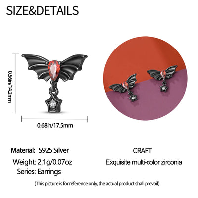 Amazing 925 Sterling Silver Black Spider & Shiny Bow Skull & Pumpkin Head Stud Earrings For Halloween Party Fine Jewelry Gift