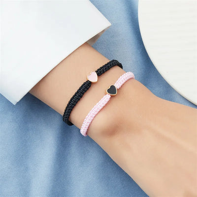 Set of 2 Colorful Heart Beaded Matching Bracelets for Couples Friendships Trendy Couple Bracelets Anniversary Valentines Gifts