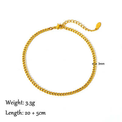 2024 Summer New Gold Color Anklets For Women Stainless Steel Firga Chain Feet Jewelry Layered Link Chain Accessory
