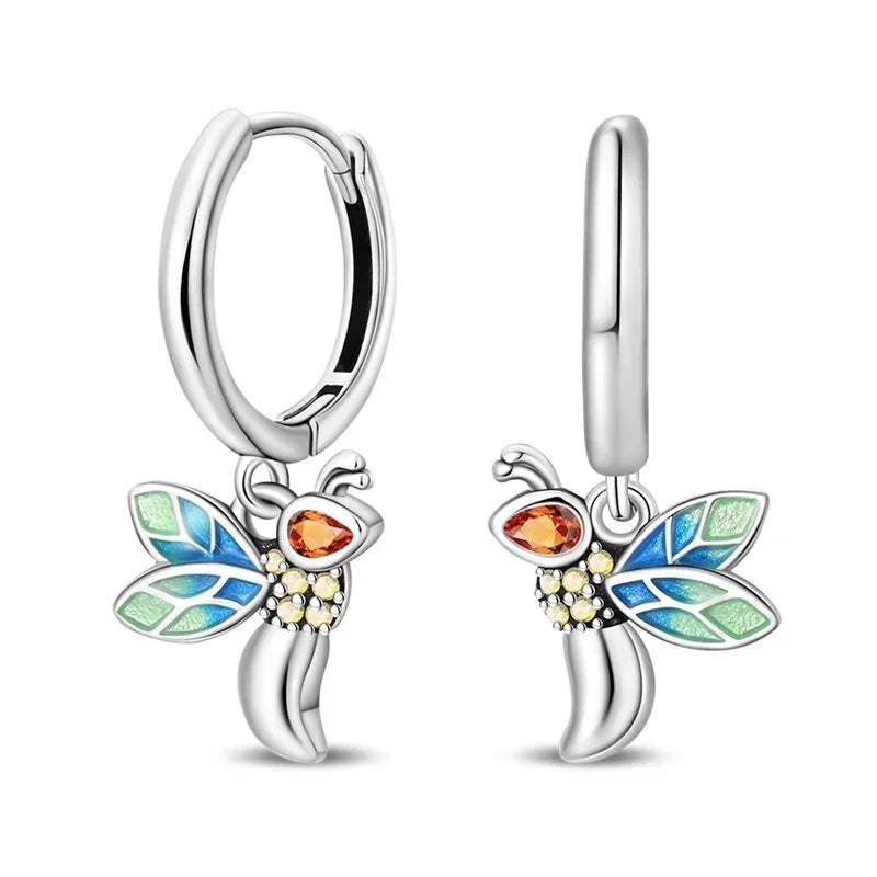 Sparkling 925 Sterling Silver Golden Hoop Earrings Pumpkin Skull Christmas Tree Ear Stud Halloween Earring For Women DIY Jewelry