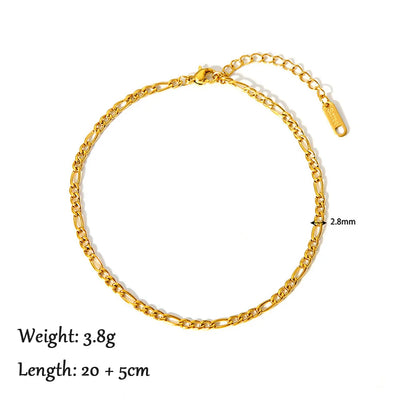 2024 Summer New Gold Color Anklets For Women Stainless Steel Firga Chain Feet Jewelry Layered Link Chain Accessory