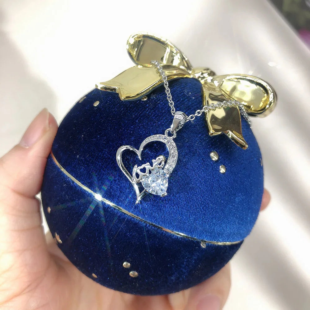 Couple Love Heart Pendant Necklace for Women Korean Fashion Aesthetic Choker Neck Chains Colorful Crystal Trend Y2k Jewelry N546