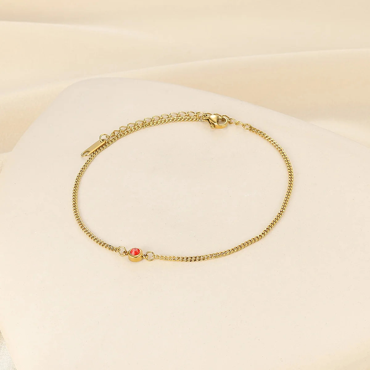 Water-Resistant Colorfast Summer Chain Anklets With Birthston For Women Fashion Gold Color Stainless Steel Feet Jewelry Beach