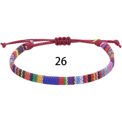 Anklets For Women Woven Fabric Foot Leg Bracelet Men Handmade Rope Braid Knot Beach Barefoot Weave Ethnic Boho Adjustable Charm