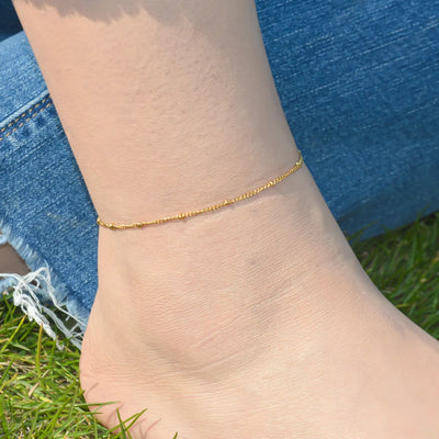 2024 Summer New Gold Color Anklets For Women Stainless Steel Firga Chain Feet Jewelry Layered Link Chain Accessory