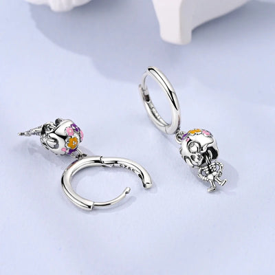 Amazing 925 Sterling Silver Black Spider & Shiny Bow Skull & Pumpkin Head Stud Earrings For Halloween Party Fine Jewelry Gift