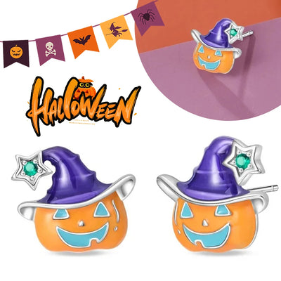 Halloween Party Cute Pumpkin Bat Ring Earrings 925 Silver Earrings For Women Punk Men's Earrings Fit Women Party Jewelry Gift