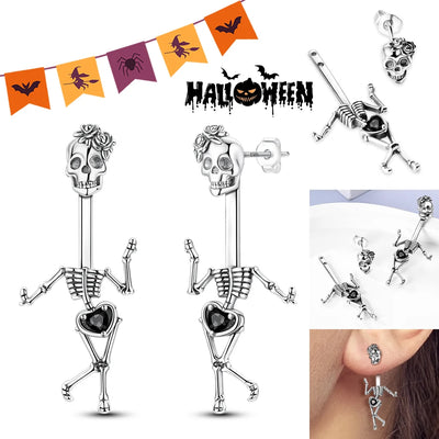 Halloween Party Cute Pumpkin Bat Ring Earrings 925 Silver Earrings For Women Punk Men's Earrings Fit Women Party Jewelry Gift